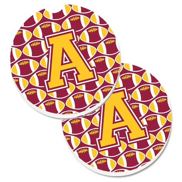 Carolines Treasures Letter A Football Maroon and Gold Cup Holder Car Coaster, PK2 CJ1081-ACARC - main